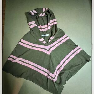 Calico Olive and Pink Striped Poncho